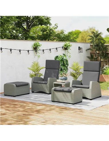 Outsunny 5-Piece Rattan Garden Furniture Set with Cushions - Charcoal Grey