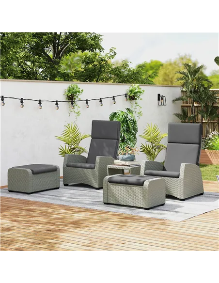 Outsunny 5-Piece Rattan Garden Furniture Set with Cushions - Charcoal Grey