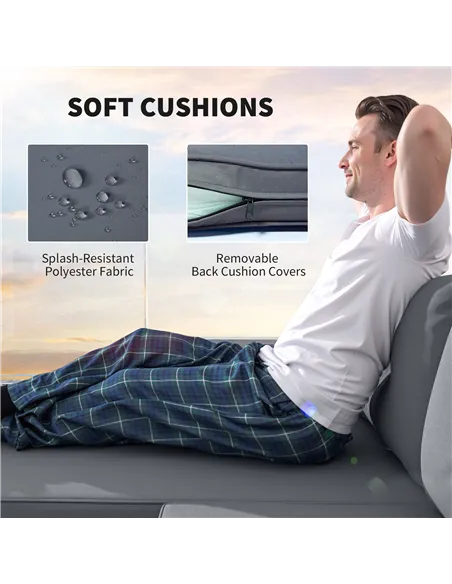 Outsunny 3 Pieces Rattan Garden Furniture Set, L Shaped Garden Conversation Chaise Lounge Furniture with Wood Top Coffee Table a