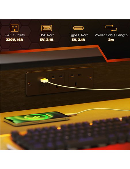 HOMCOM Two-Level LED Gaming Desk - Black