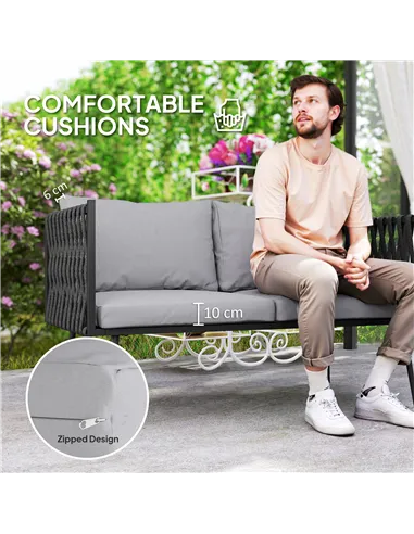 Outsunny 4-Piece Garden Furniture Set with Cushions - Light Grey