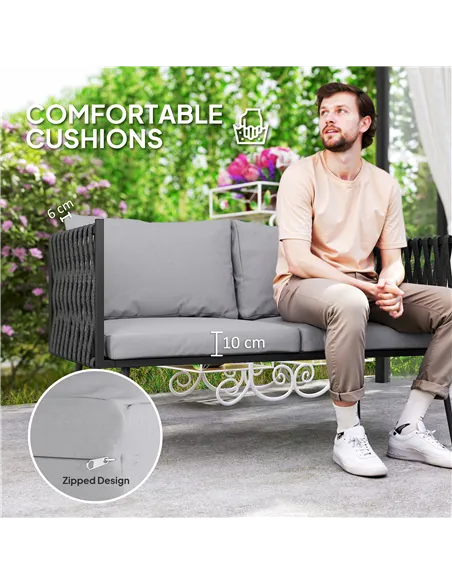 Outsunny 4-Piece Garden Furniture Set with Cushions - Light Grey