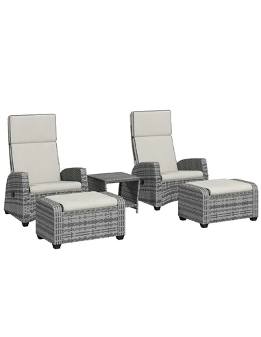 Outsunny 5-Piece Rattan Garden Furniture Set with Cushions - Grey