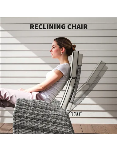 Outsunny 5-Piece Rattan Garden Furniture Set with Cushions - Grey