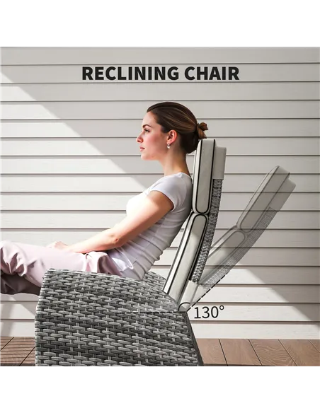 Outsunny 5-Piece Rattan Garden Furniture Set with Cushions - Grey