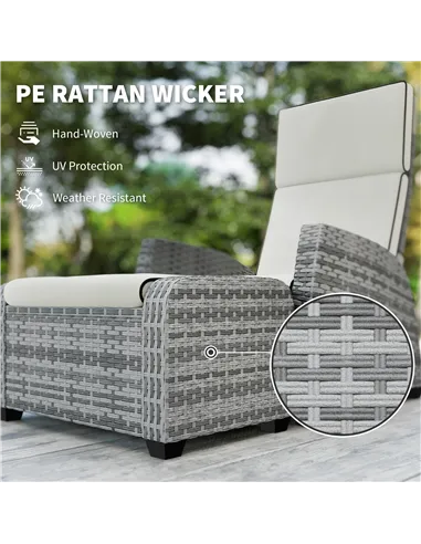Outsunny 5-Piece Rattan Garden Furniture Set with Cushions - Grey
