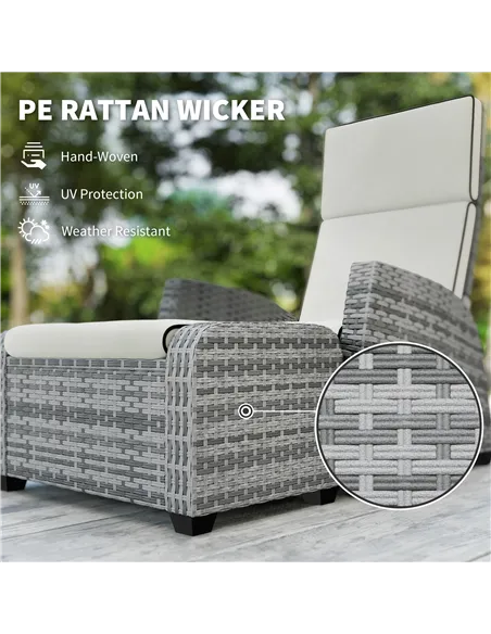 Outsunny 5-Piece Rattan Garden Furniture Set with Cushions - Grey