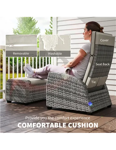 Outsunny 5-Piece Rattan Garden Furniture Set with Cushions - Grey