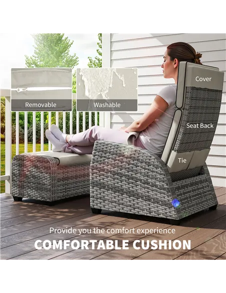 Outsunny 5-Piece Rattan Garden Furniture Set with Cushions - Grey