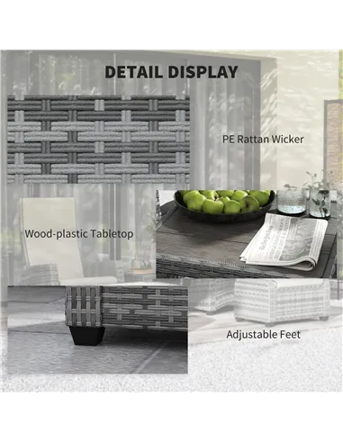 Outsunny 5-Piece Rattan Garden Furniture Set with Cushions - Grey