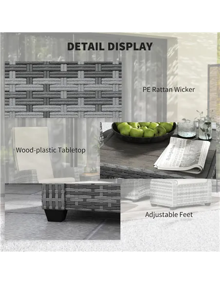 Outsunny 5-Piece Rattan Garden Furniture Set with Cushions - Grey