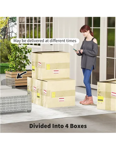 Outsunny 5-Piece Rattan Garden Furniture Set with Cushions - Grey