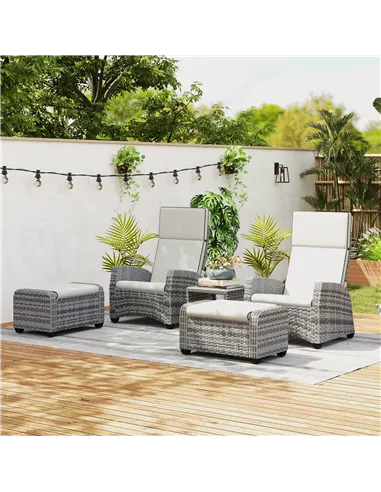 Outsunny 5-Piece Rattan Garden Furniture Set with Cushions - Grey