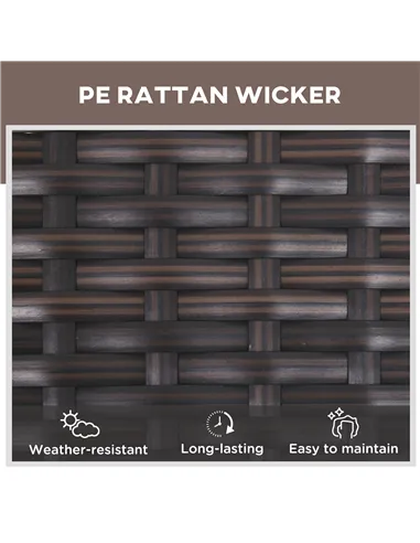 Outsunny 3 Pieces PE Rattan Patio Lounge Chair Set, Outdoor Recliner Lounge Chairs with Wheels, for Outside with Cushions, Headr