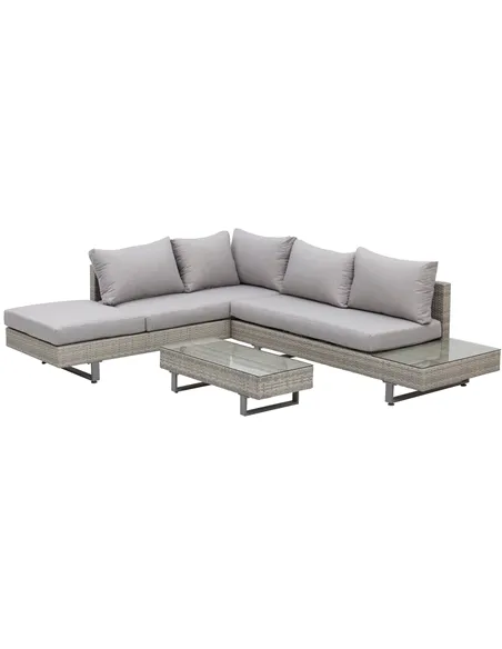 Outsunny Three-Piece Corner Rattan Set, with Glass Tables