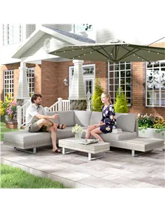 Outsunny Three-Piece Corner Rattan Set, with Glass Tables 2