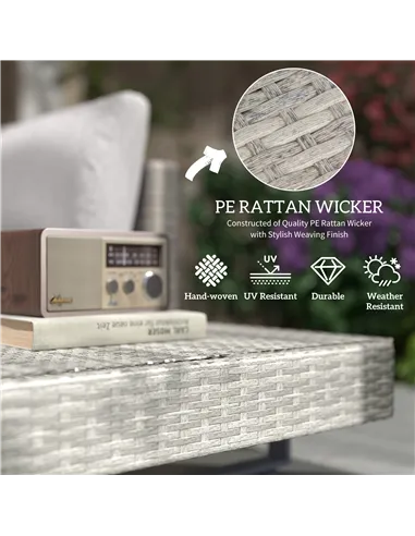 Outsunny Three-Piece Corner Rattan Set, with Glass Tables