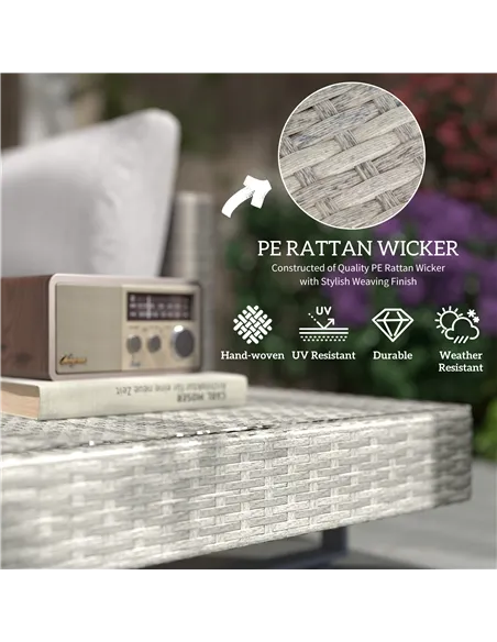 Outsunny Three-Piece Corner Rattan Set, with Glass Tables