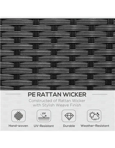 Outsunny 2-Seater Rattan Chair Set W/Middle Tea Table-Black