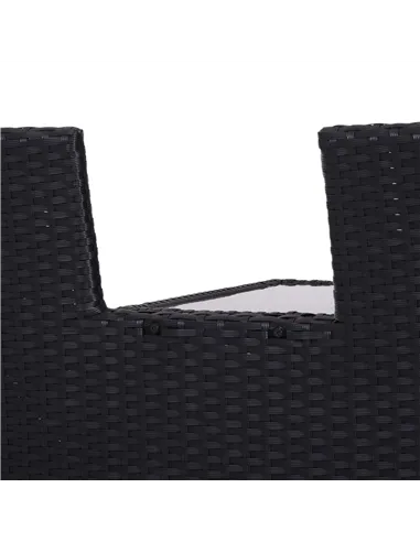 Outsunny 2-Seater Rattan Chair Set W/Middle Tea Table-Black