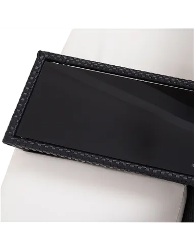 Outsunny 2-Seater Rattan Chair Set W/Middle Tea Table-Black