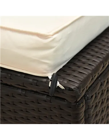 Outsunny 2-Seater Rattan Lounger Set-Deep Coffee/Cream White