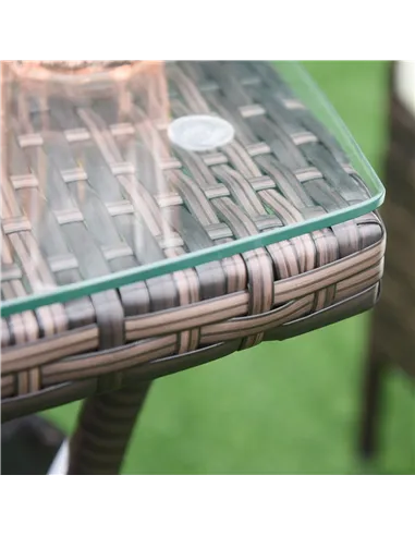 Outsunny Three-Piece Rattan Chair Set, with Cushions - Brown