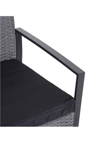 Outsunny 2 Seater Rattan Patio Set W/ Cushions-Grey/Black