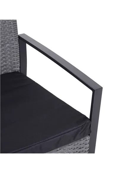 Outsunny 2 Seater Rattan Patio Set W/ Cushions-Grey/Black