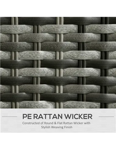 Outsunny Four-Piece Rattan Set, with Glass-Top Table - Grey