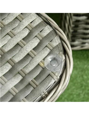 Outsunny Four-Piece Rattan Set, with Glass-Top Table - Grey