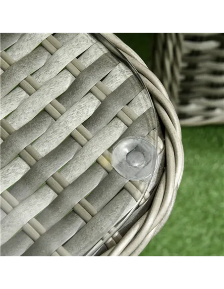 Outsunny Four-Piece Rattan Set, with Glass-Top Table - Grey