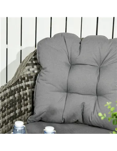 Outsunny Four-Piece Rattan Set, with Glass-Top Table - Grey