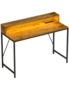 HOMCOM 120cm Computer Desk with LED Lights and Power Outlets, Gaming Desk with Monitor Stand, Computer Table with Remote for Hom