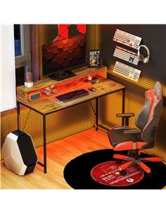 HOMCOM 120cm Computer Desk with LED Lights and Power Outlets, Gaming Desk with Monitor Stand, Computer Table with Remote for Hom 2