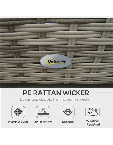 Outsunny Eight-Piece Rattan Garden Set, with Contrast Cushions - Orange/Grey