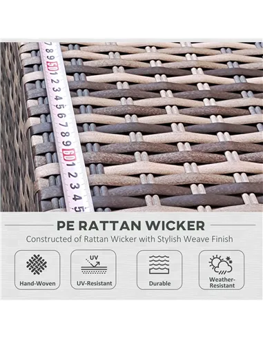 Outsunny Seven-Piece Rattan Garden Set, with Glass-Top Table - Mixed Grey