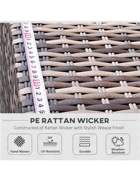 Outsunny Seven-Piece Rattan Garden Set, with Glass-Top Table - Mixed Grey