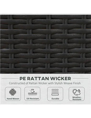 Outsunny Seven-Piece Rattan Garden Set, with Glass-Top Table - Black/Beige