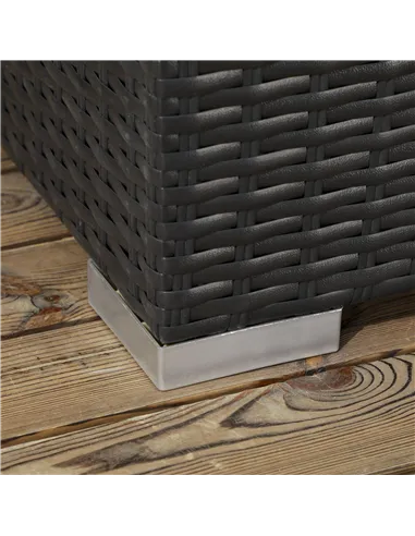 Outsunny Seven-Piece Rattan Garden Set, with Glass-Top Table - Black/Beige