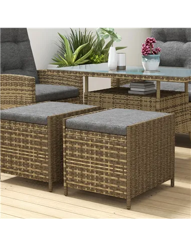 Outsunny Six-Piece Rattan Garden Set, with Reclining Chairs - Grey