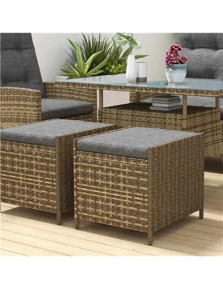 Outsunny Six-Piece Rattan Garden Set, with Reclining Chairs - Grey