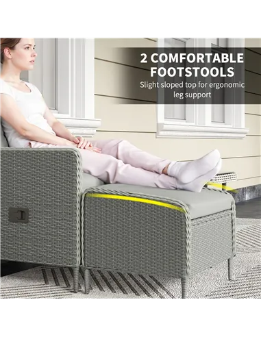 Outsunny Five-Piece Reclining Rattan Chair Set - Charcoal Grey