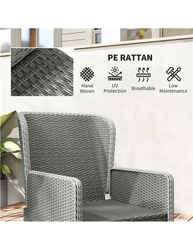 Outsunny Five-Piece Reclining Rattan Chair Set - Charcoal Grey