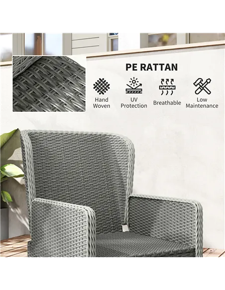 Outsunny Five-Piece Reclining Rattan Chair Set - Charcoal Grey