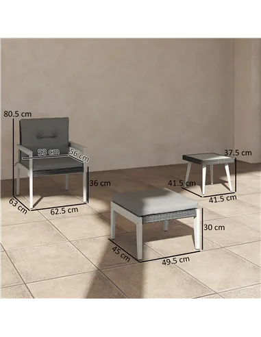 Outsunny Five-Piece Rattan Patio Set, with Wood-Top Table - Grey