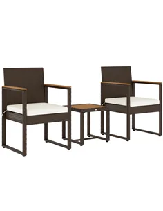 Outsunny Three-Piece Rattan Chair Set - White