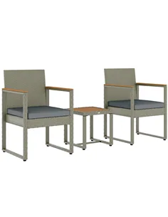 Outsunny Three-Piece Rattan Chair Set - Grey
