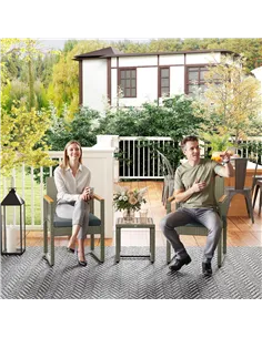 Outsunny Three-Piece Rattan Chair Set - Grey 2