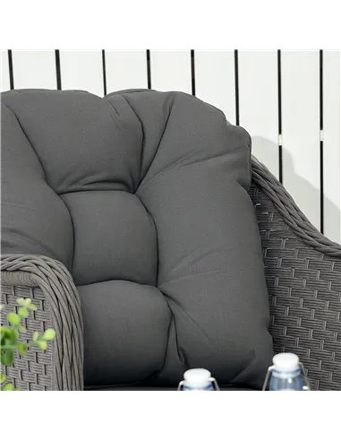 Outsunny Four-Piece Rattan Set, with Glass-Top Table - Light Grey